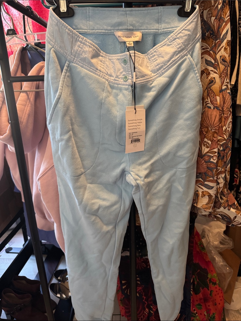 Something Navy Bridget Button Waist Sweatpants